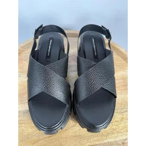 French Connection Black Chunky Platform Sandals Women’s US Size 8.5 NWB - Picture 3 of 12